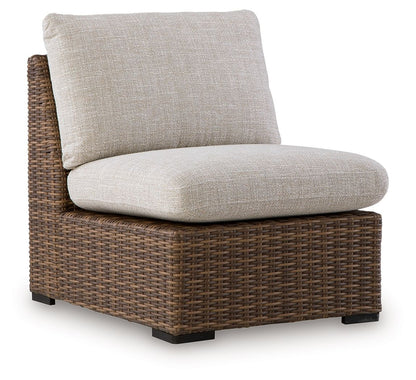 Dolan Creek - Armless Chair With Cushion - Beige / Brown