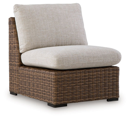 Dolan Creek - Armless Chair With Cushion - Beige / Brown