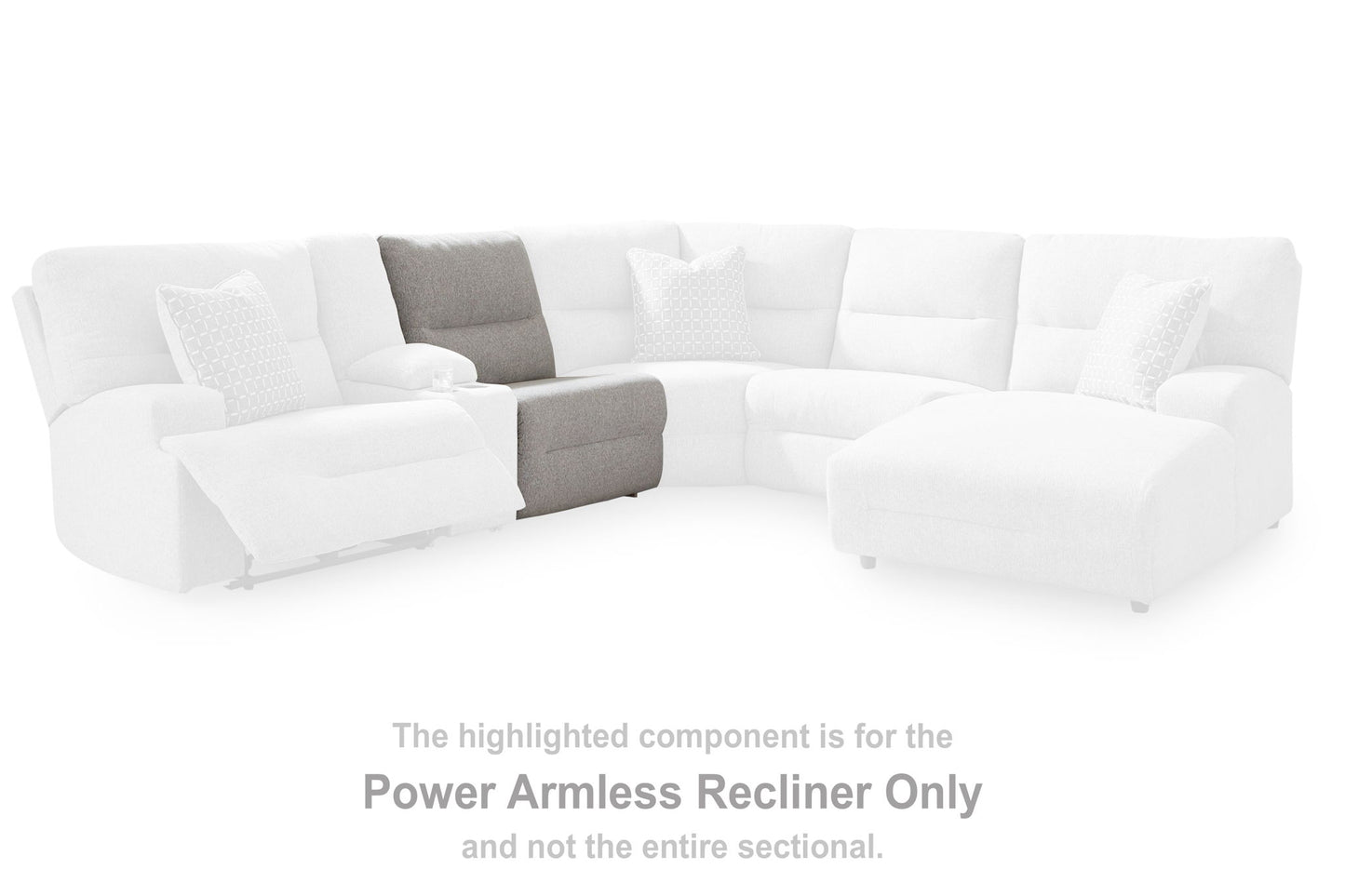 Acklen Place - Pewter - Power Armless Recliner With Adj Headrest