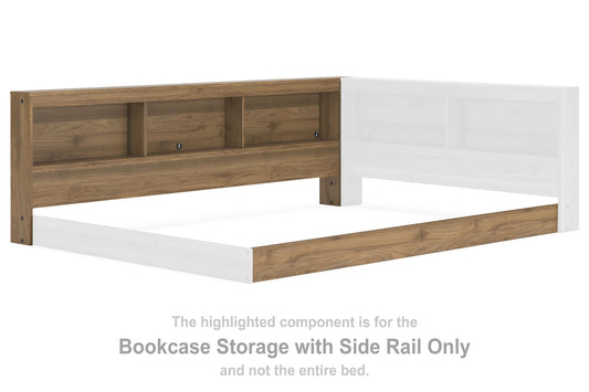 Deanlow - Bookcase Storage with Side Rail - Honey