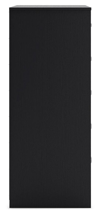 Finch - Black - Five Drawer Chest - 46" Height