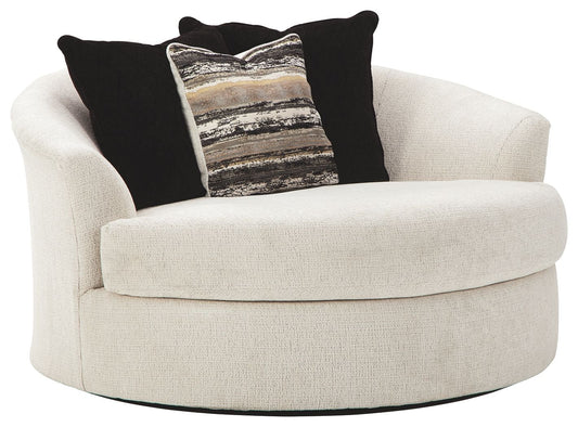 Cambri - Oversized Round Swivel Chair - Snow