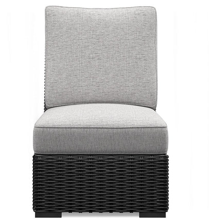 Beachcroft - Armless Chair With Cushion - Black / Light Gray
