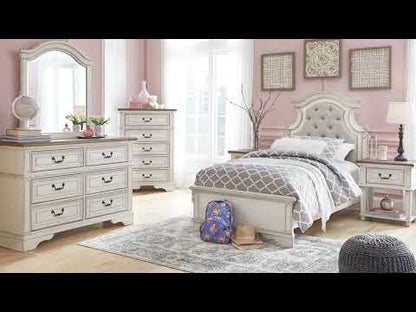 Realyn - Queen UPH Panel Headboard - White / Brown / Beige